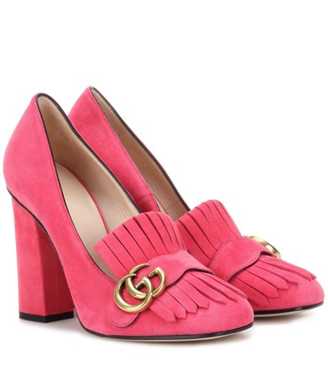 gucci marmont pump pink|gucci suede mid heel pump.